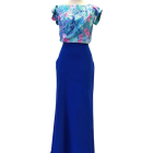 Conjunto de fiesta azul mujer con top lentejuelas y falda larga Valuta talla 42