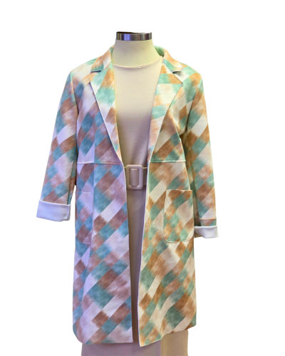 Abrigo estampado primavera para mujer Albano's talla 42 con solapa y bolsillos