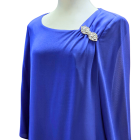 Vestido de fiesta azul mujer con detalle brillante en el hombro