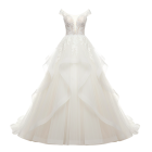 Vestido de novia JOA2079 en tul y encaje, corte princesa, fondo transparente